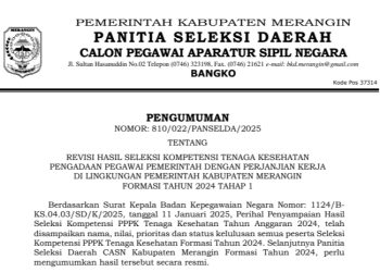 Panselda Penerimaan Seleksi PPPK Tahap I Tenaga Kesehatan Merangin 2024 Umumkan Perubahan Peringkat Nilai