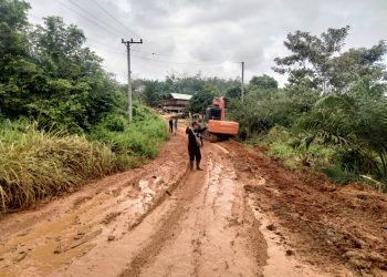Bersama Masyarakat Pemdes Rantau Limau Manis Kecamatan Tabir Ilir Gotong Royong Perbaiki Jalan Rusak dengan Swadaya