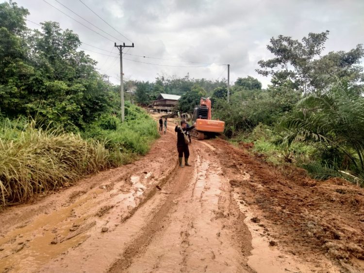Bersama Masyarakat Pemdes Rantau Limau Manis Kecamatan Tabir Ilir Gotong Royong Perbaiki Jalan Rusak dengan Swadaya