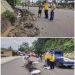 Jalan Lintas Sumatera di Tikungan Bukit Tiung Kabupaten Merangin yang Retak Mulai diperbaiki Sebelum diinvestigasi Menyeluruh