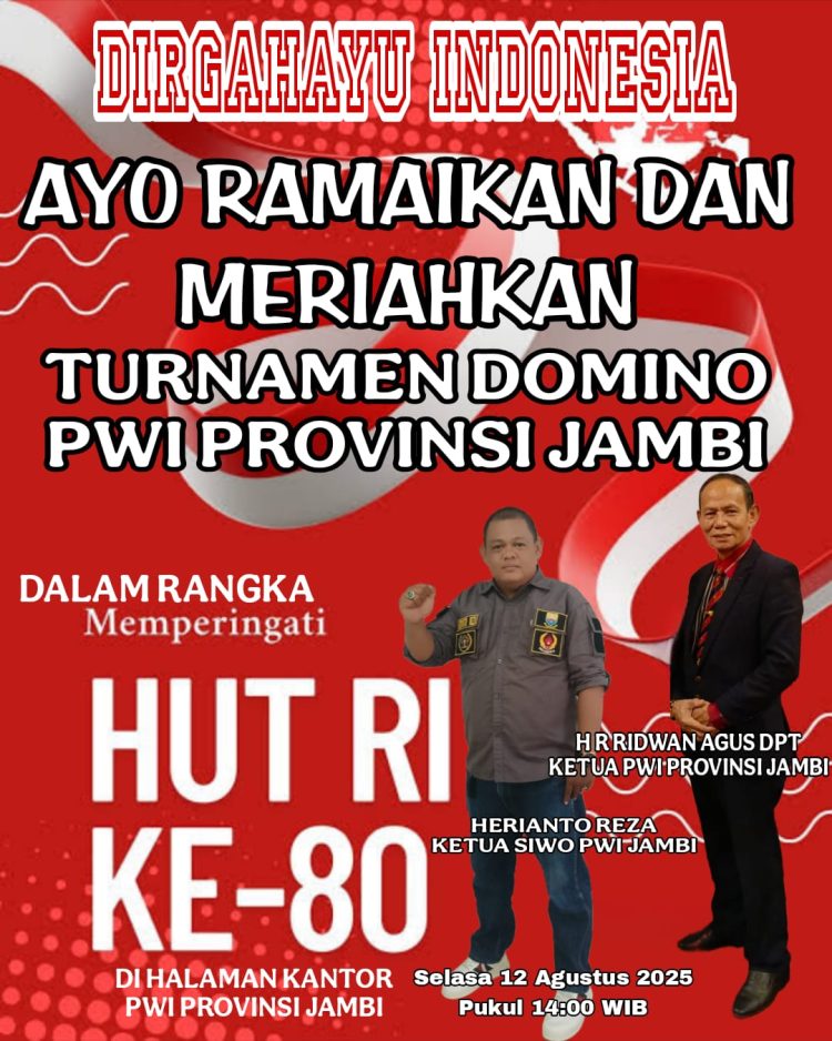 Meriahkan HUT Ke-80 RI, PWI Jambi Gelar Lomba Domino