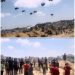 Payung Parasut dari Pesawat Hercules C-130J milik TNI AU Terjunkan Bantuan untuk Gaza