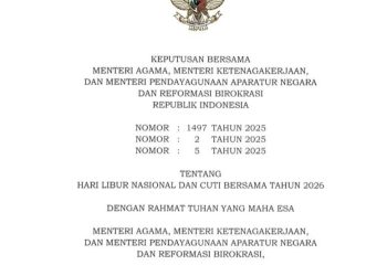Libur Nasional dan Cuti Bersama Tahun  2026 ditetapkan Pemerintah, Total Hari Libur 17 Hari