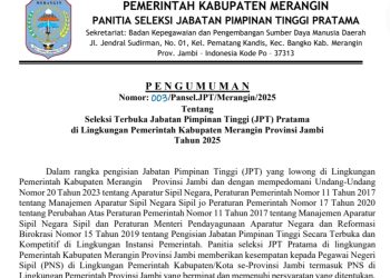 Pansel JPT Pratama Umumkan Seleksi Terbuka 9 Jabatan Eselon II Kabupaten Merangin