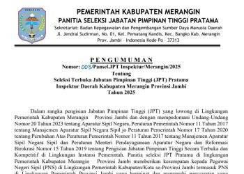 Pansel JPT Pratama Umumkan Seleksi Terbuka Inspektur Daerah Kabupaten Merangin