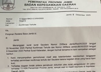 Surat Tanggapan BKD Provinsi Jambi/Ist.