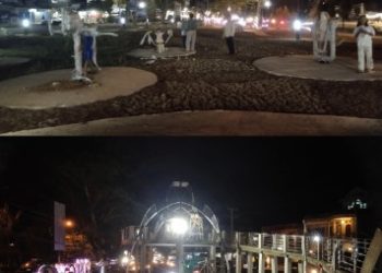 Taman Kota Bangko Sudah Mulai didatangi Masyarakat dengan mengajak Anak -Anaknya