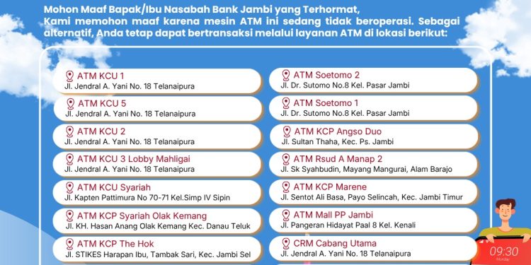 Bank Jambi Perkuat Layanan, Siapkan Penambahan ATM di Sejumlah Daerah