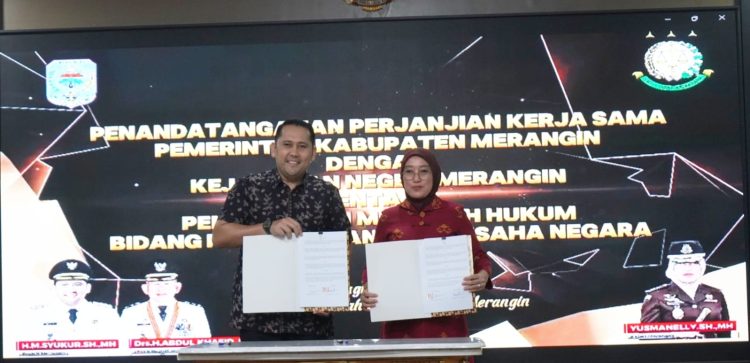 Teken MoU Bidang Datun, Pemkab dan Kejari Merangin Komit Jaga Akuntabilitas Daerah