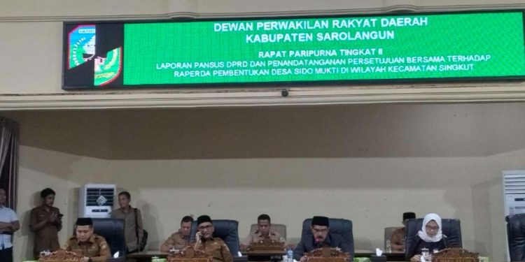 DPRD Sarolangun Ketok Palu, Desa Sidomukti Resmi Jadi Perda