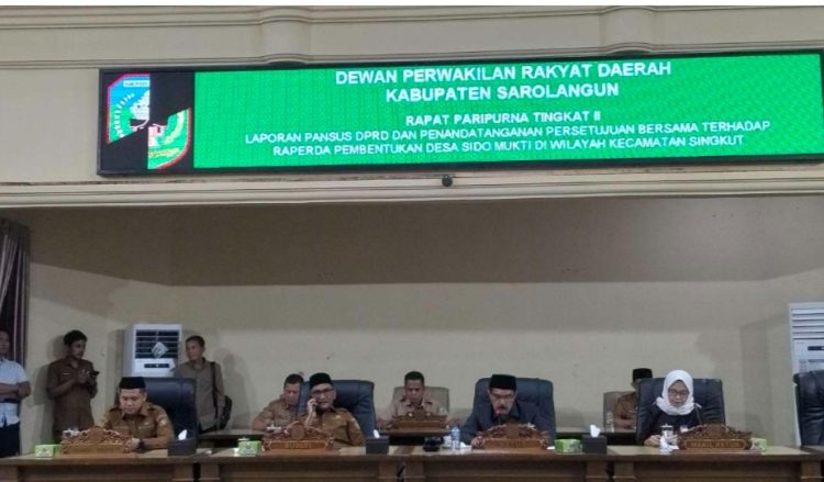 DPRD Sarolangun Ketok Palu, Desa Sidomukti Resmi Jadi Perda
