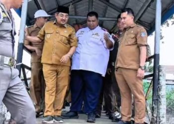 Bupati Tanjung Jabung Barat Tinjau Langsung Dermaga Apung Desa Tanjung Senjulang yang Ambruk